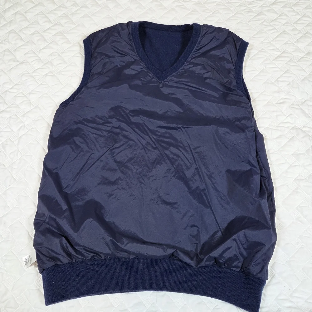 Vineyard Vines Vest Mens Sz Large Navy Blue Merino Wool Blend Lined
